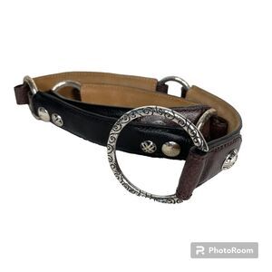 Brighton Leather Belt Silver O Ring Coastal Cowgirl Cowboy Black Brown Size 36”
